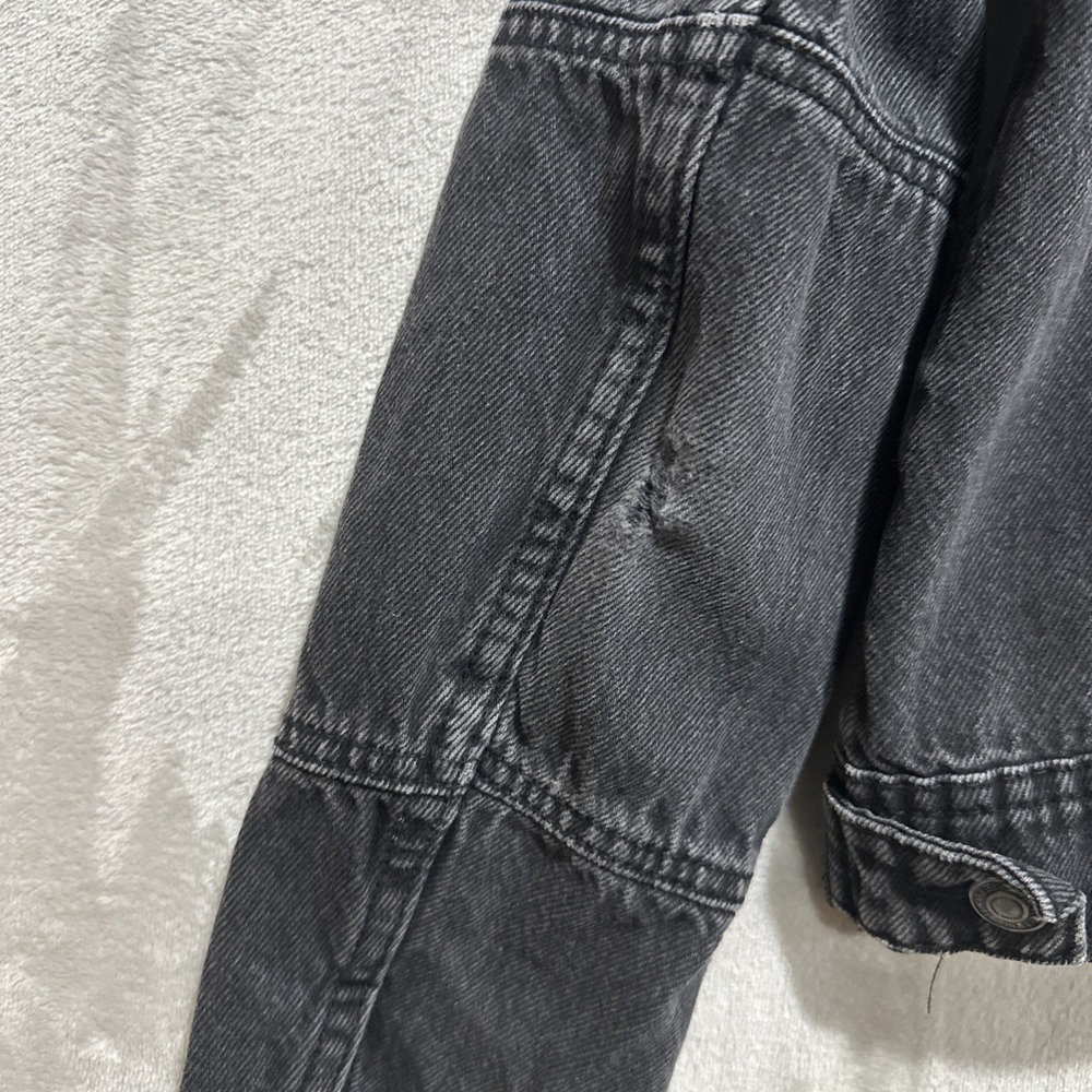 Free People Jacket Womens Size XS Black Faded Denim Button Front Cropped - Picture 8 of 8